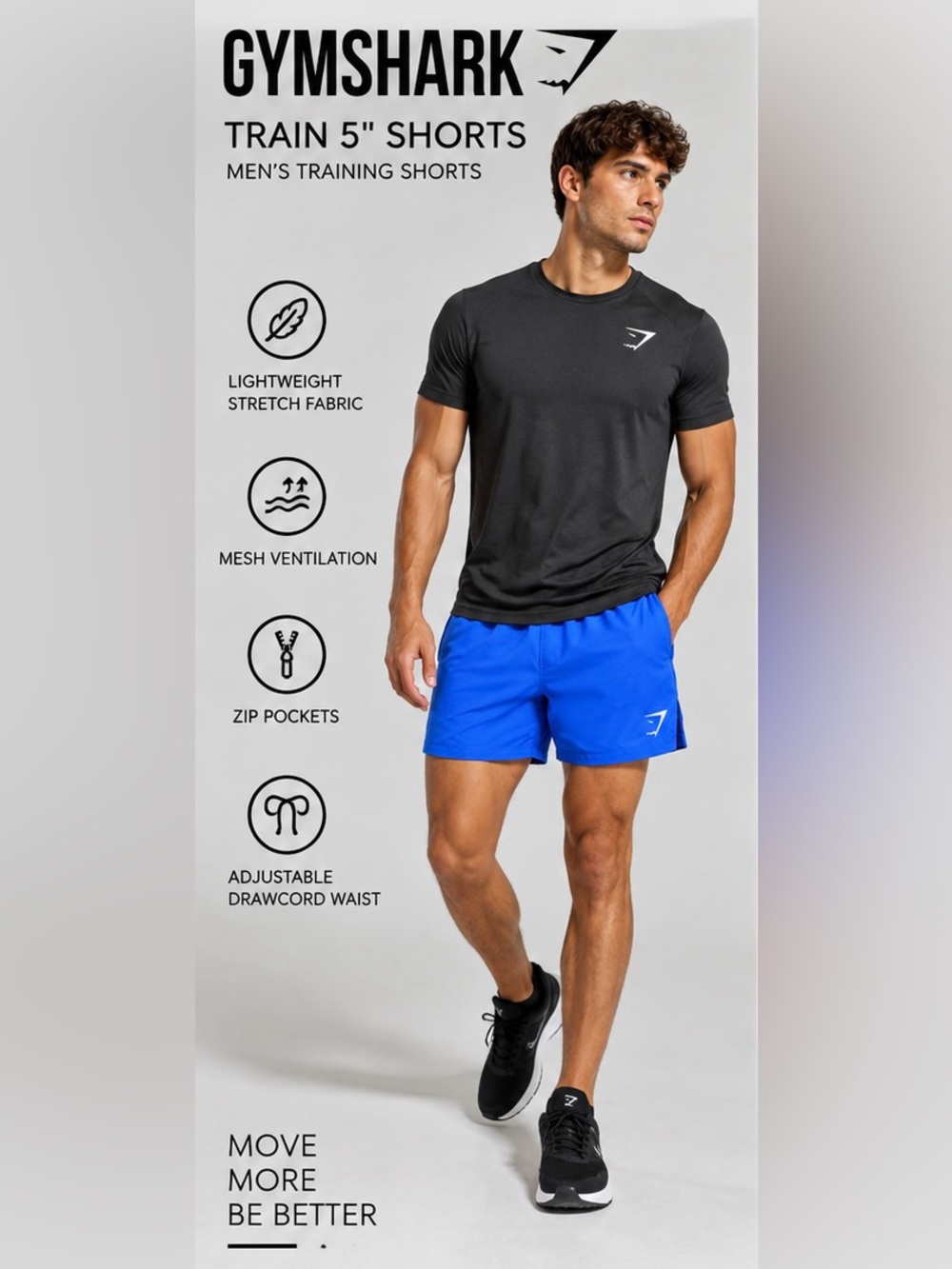 Gymshark Train 5” Shorts Men’s Small Athletic Blue Training Gym